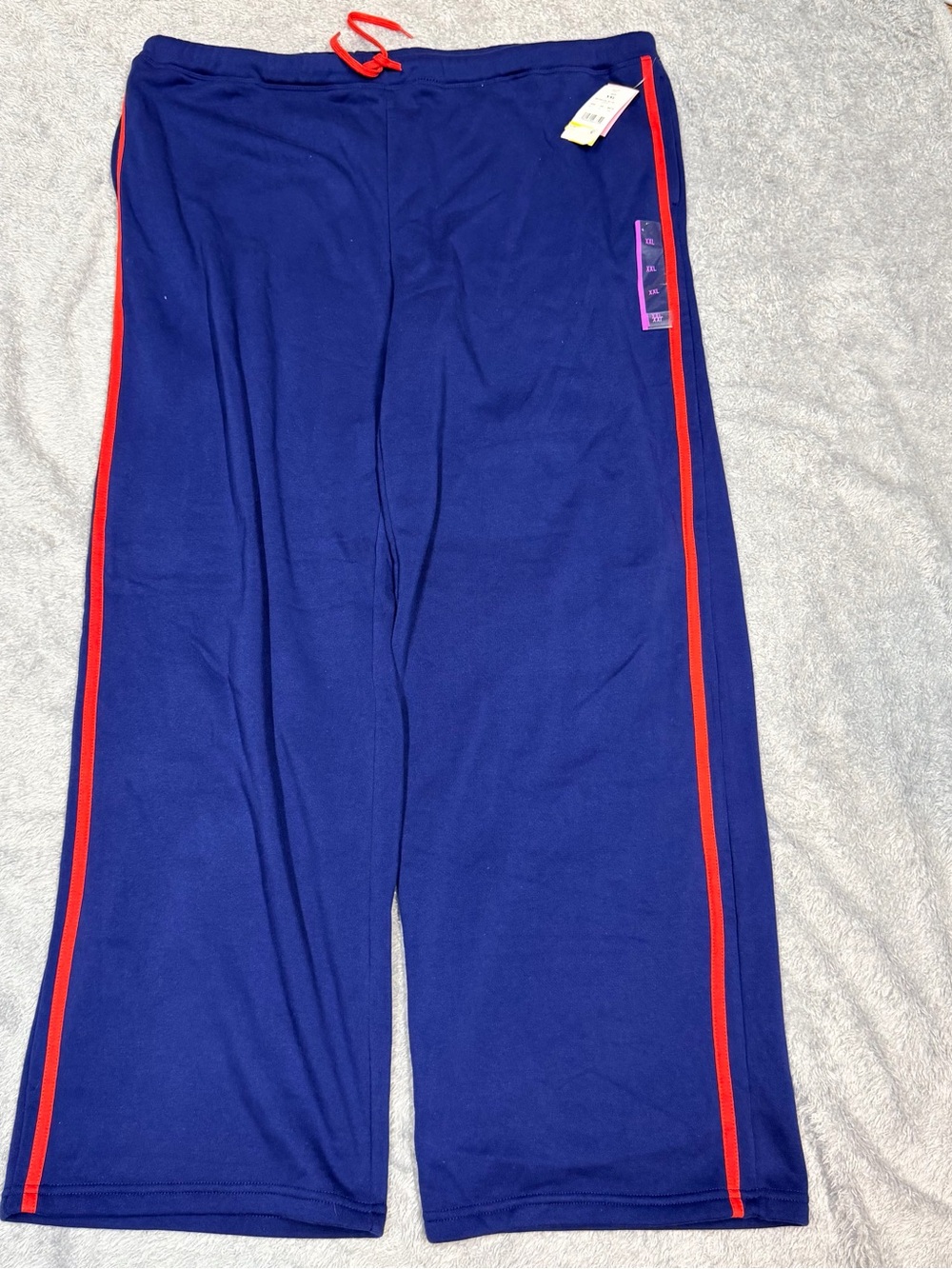 Zoe + Liv Navy Wide-Leg Pants with Red Side Stripe and Drawstring